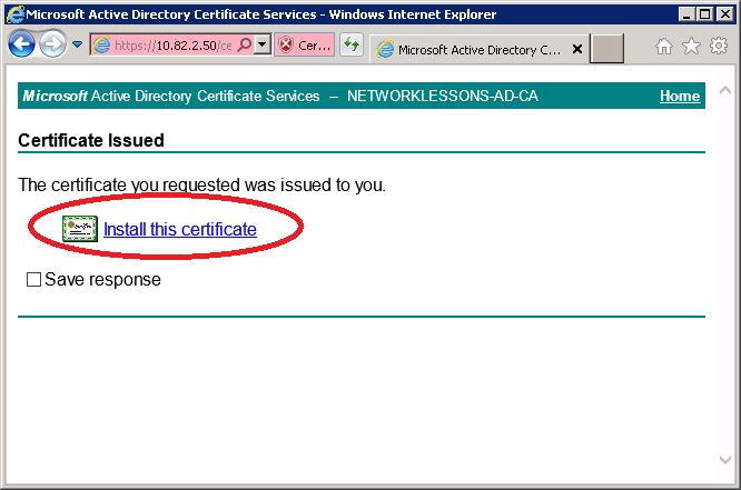 certsrv install certificate