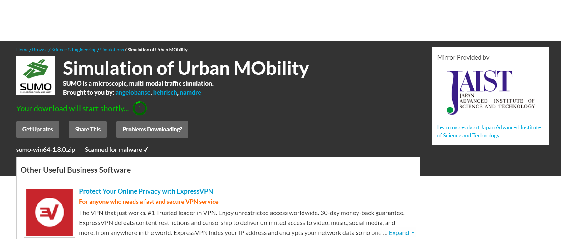 sumo1.8.0 downloading