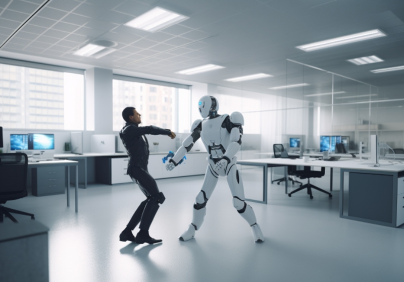 ai机器人 ,人类 撕逼 (图片来源:ai合成) ai机器人 ,人类 撕逼