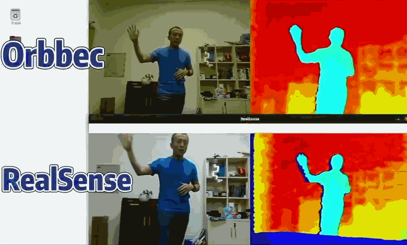 对比同类3d相机，gemini
2 画面更加细腻，抖动更少，并且可以实现彩色图与深度图对齐。测试来源@于仕琪老师.gif