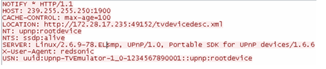 TV设备发送的宣告消息