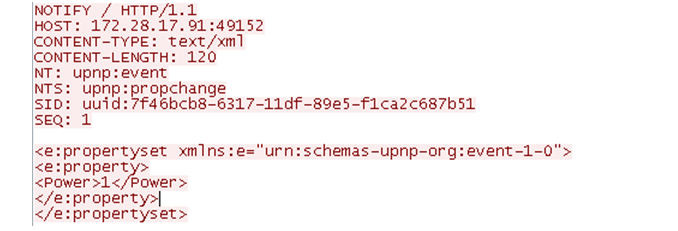 动作执行后的通知消息数据包