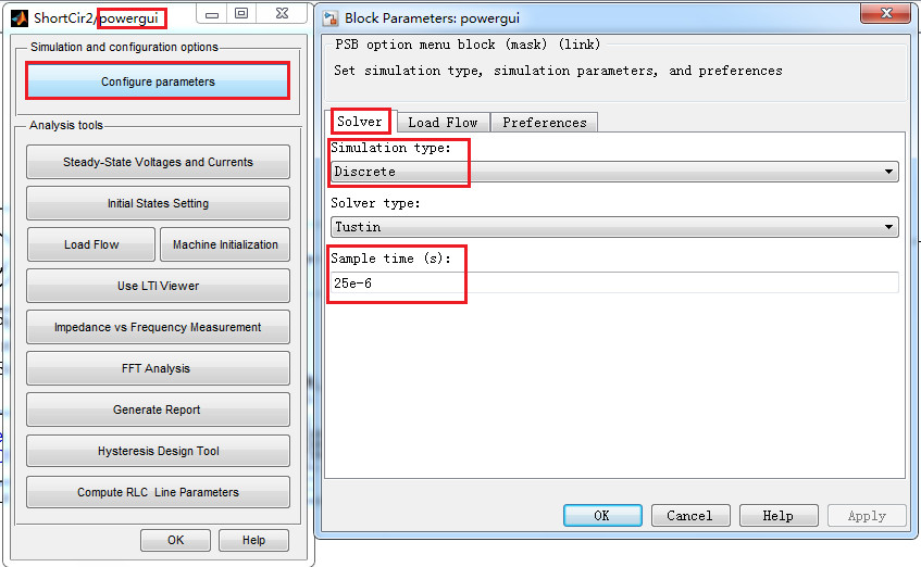 图10 Powergui模块参数设置