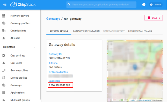 LoRaWAN® Network Server,Web界面首页,查看网关