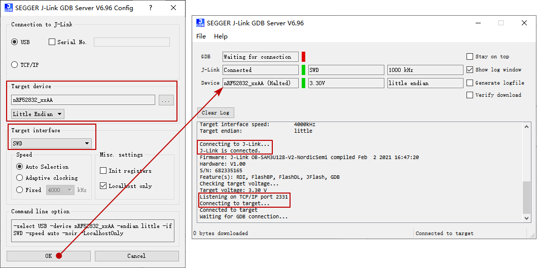 J-LINK GDB Server 配置界面