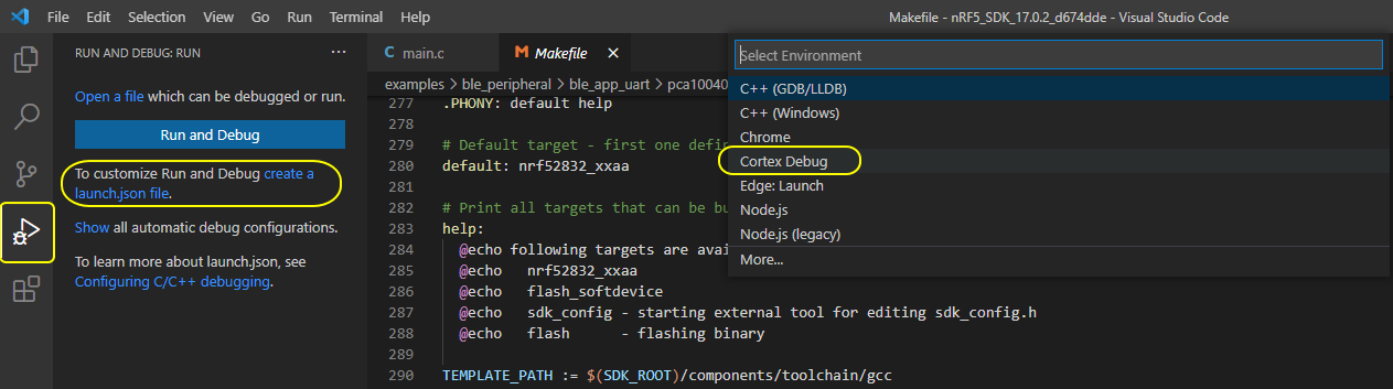 创建Cortex Debug launch.json 文件