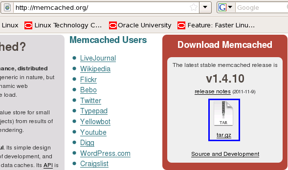 下载Memcached源码包
