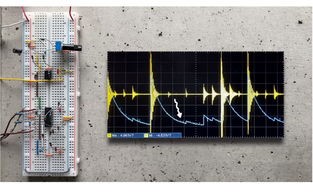 ▲ 图1.6.3 面包板测试电路输出信号