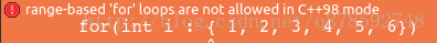 range-based 'for' loops are not allowed in c++98 mode