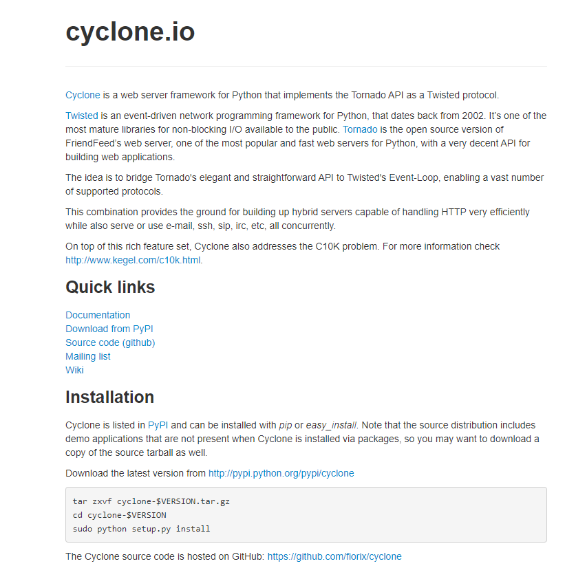 Cyclone web framework