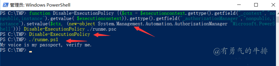 Windows PowerShell通过换出认证管理器，禁用执行策略