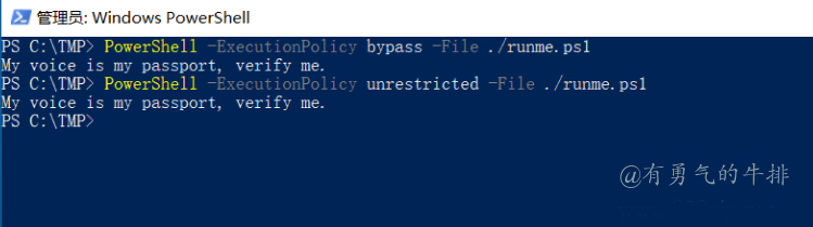 Windows PowerShell使用Unrestricted执行策略标志
