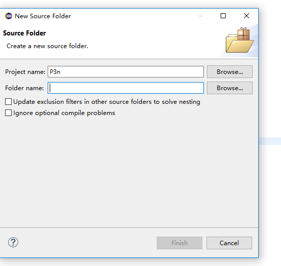 新建Source Folder的对话框