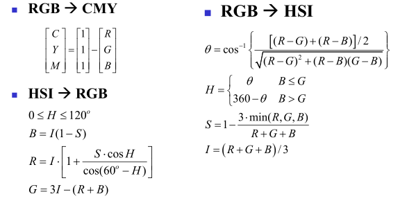 颜色模型之间的转换