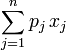 qquad sum_{j=1}^n p_j,x_j