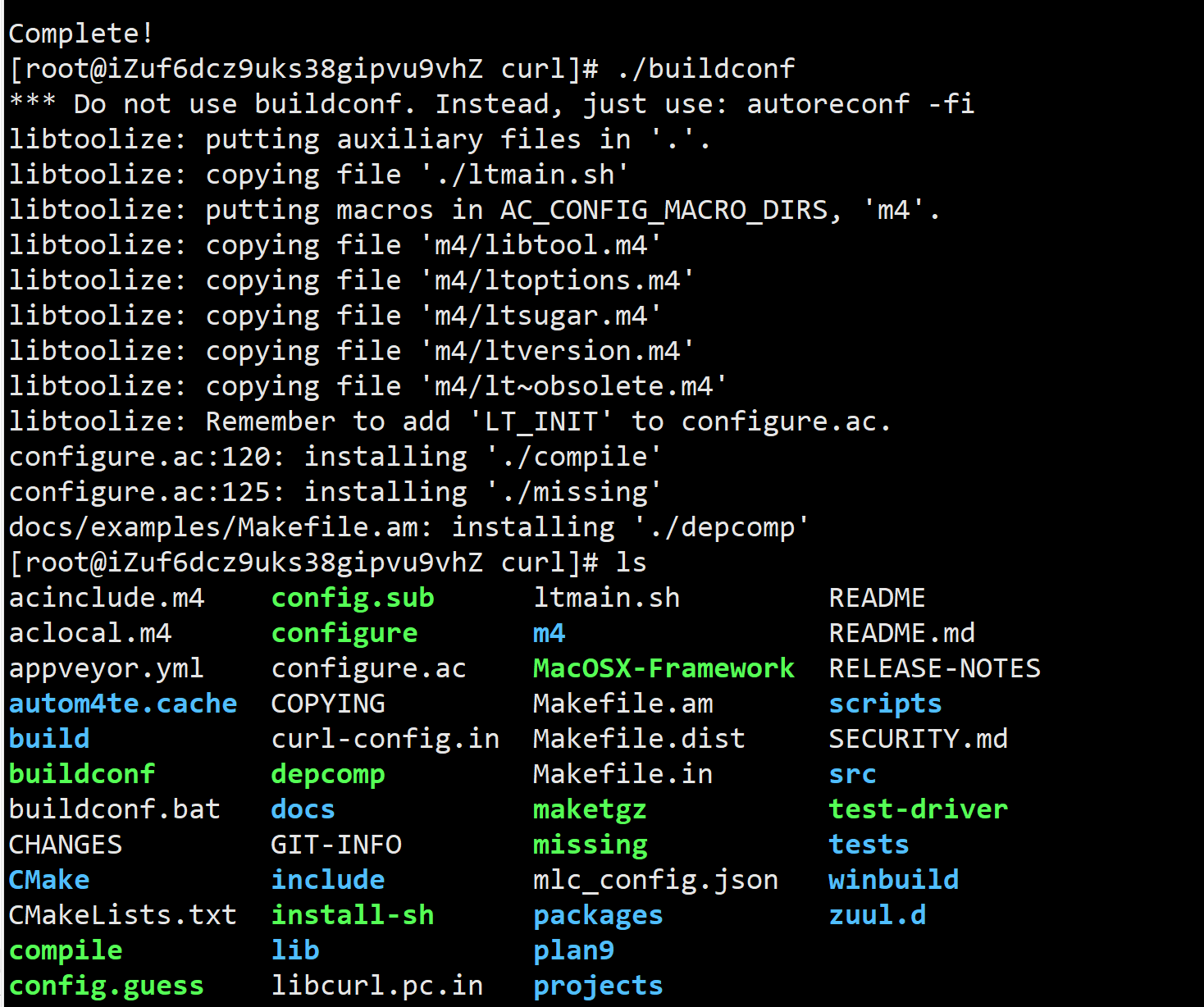 执行./buildconf生成configure文件