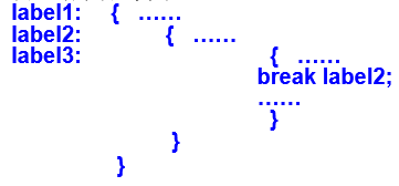 label1: { …… label2: { …… label3: { …… break label2; …… } } }