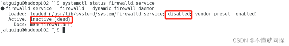这里看出开机是不启动的，目前的状态是关闭的