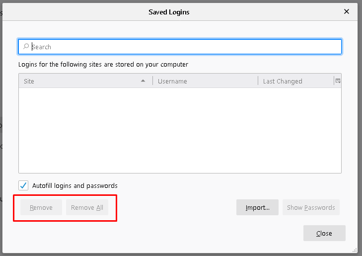 Delete Saved Password