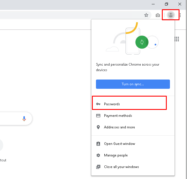 Open Passwords menu From Profile
