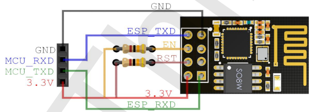 ESP-01模块的接线示意图