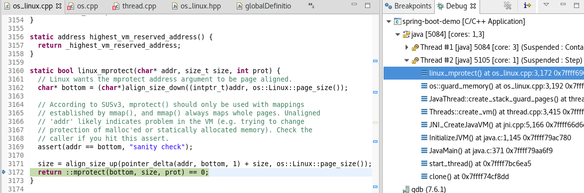 调用mprotect函数使得指定内存区域不能被访问,一旦被访问内核将会发送一个SIGSEGV信号给进程