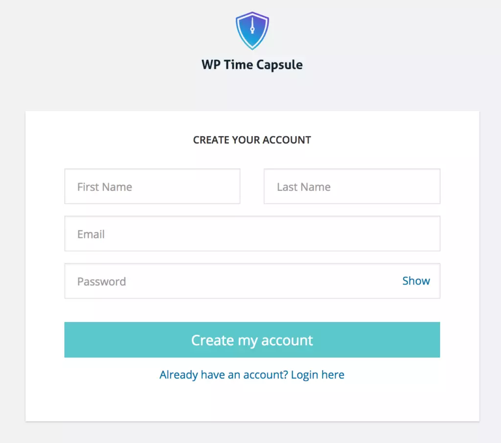 WP Time Capsule - New Account