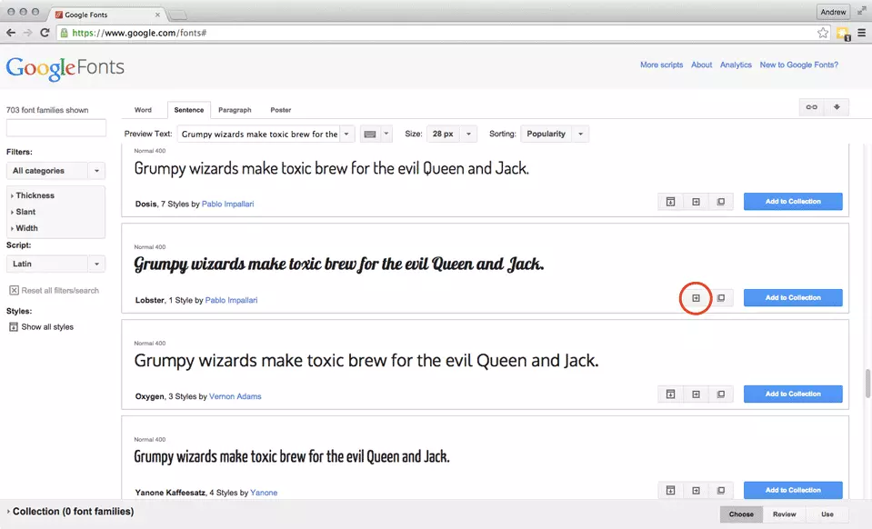 Google Fonts Full Screen