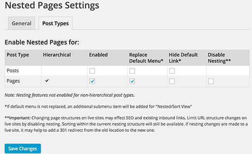 Enabling Nested Pages for other post types in WordPress