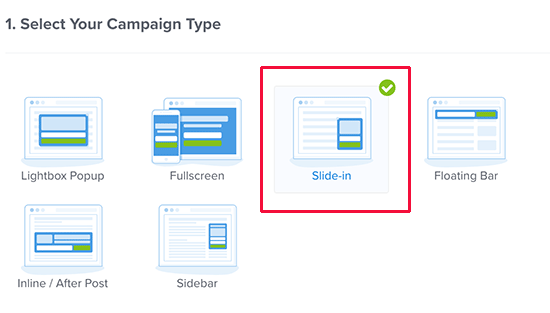 Slide in optin