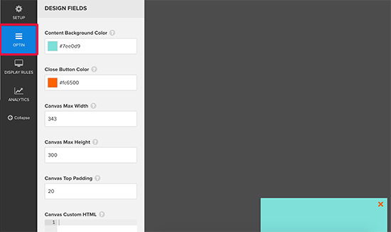 Design your slide out form