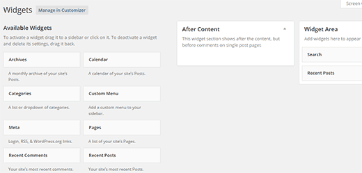 After content widget area