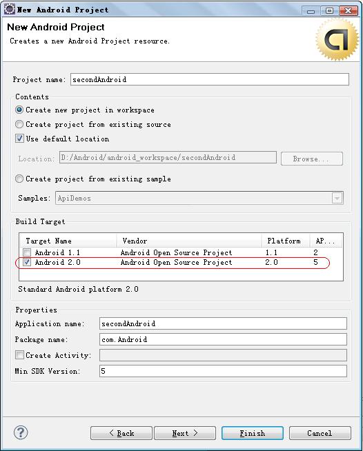 New Android Project 正常界面