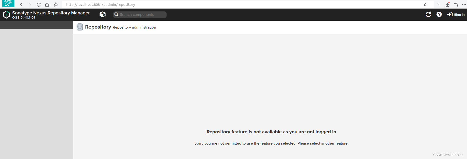 nexus界面（未登录）