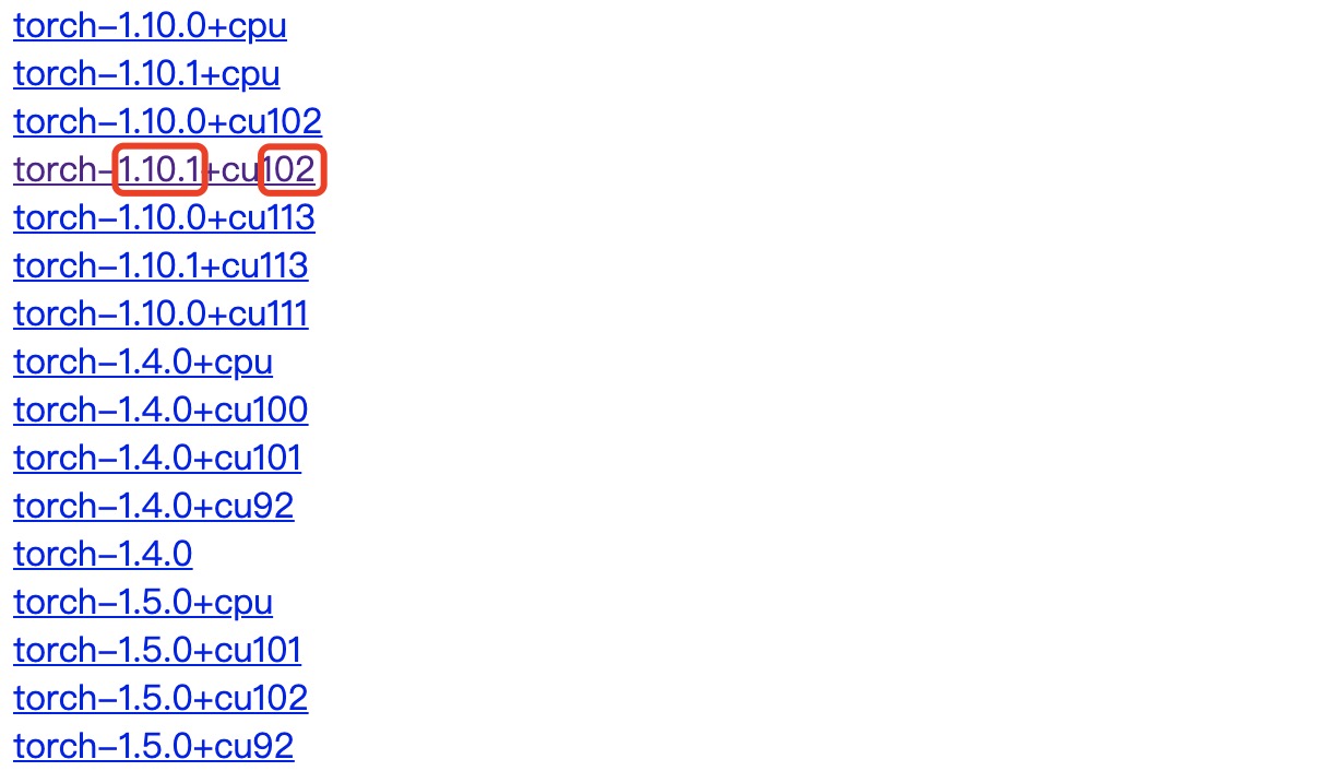 根据自己的pytorch及cpu或cuda版本选择