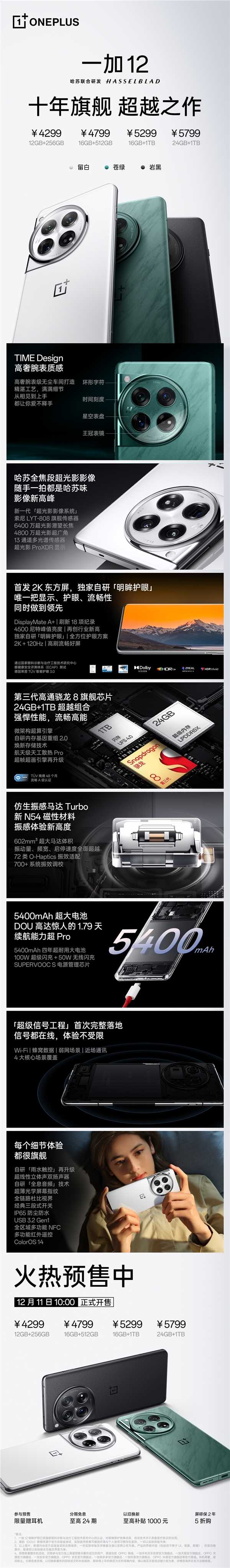 一图了解一加12：迄今最护眼的2k屏手机 4299元起