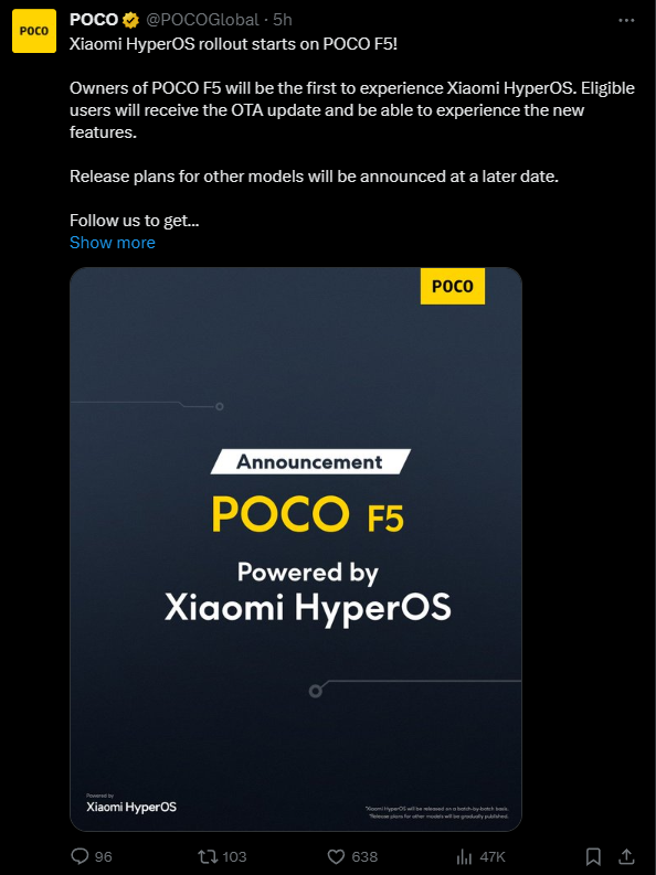 接替miui!小米poco f5率先推送澎湃os国际版