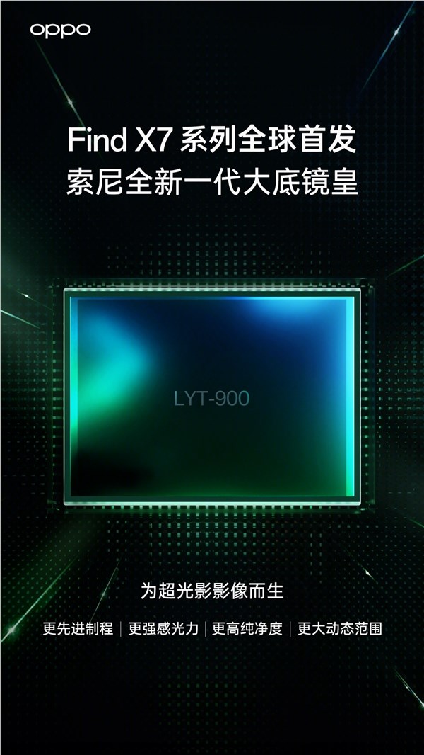 oppo find x7官宣首发lyt-900:索尼最新一英寸“镜皇”传感器