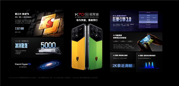 首次联名兰博基尼！redmi k70 pro冠军版开售：4599元限量卖