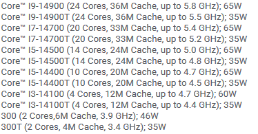 intel 14代酷睿35w节能版定了！频率提升最多500mhz