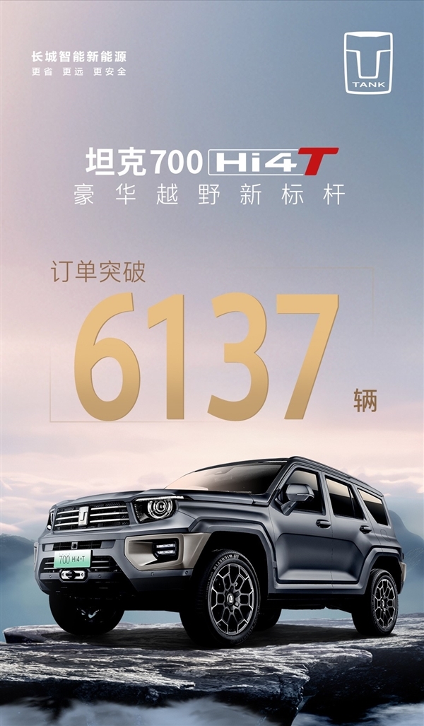 长城新能源2月销量12253辆：坦克700hi4t单日订单超6000辆