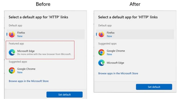 微软低头！windows设置调整：更改默认浏览器不再主推edge