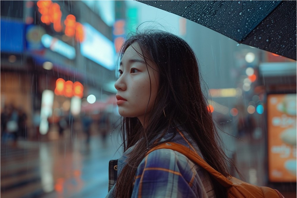 下雨 女孩 绘画 摄影