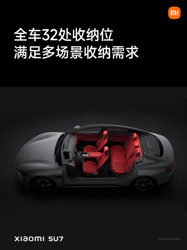 小米su7有多宽敞！前后备箱达622升、前排超1000毫米