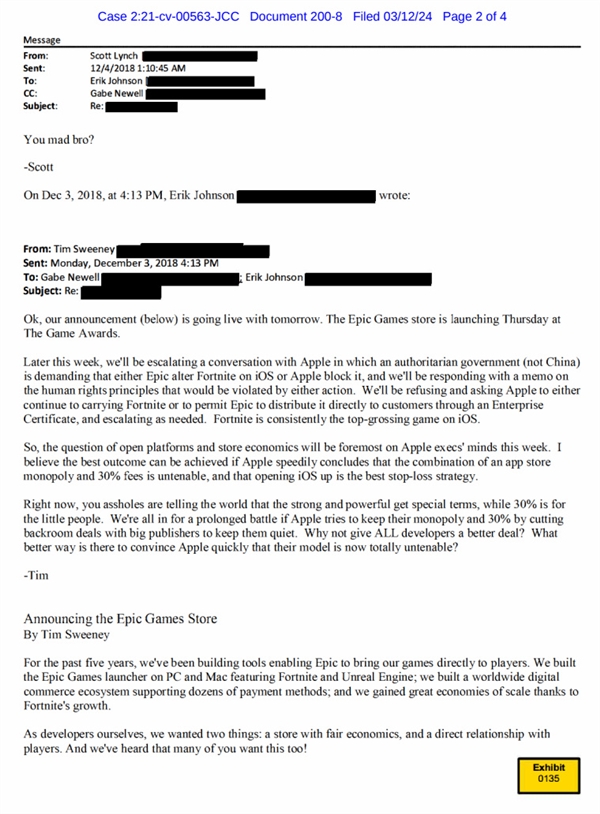 epic ceo痛骂v社和苹果 反遭对方嘲讽：急了