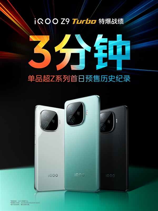 1999元卖疯!iqoo z9 turbo 3分钟销量打破z系列首日预售历史纪录