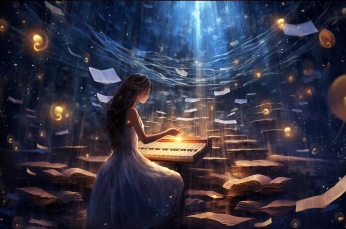 ai绘画 钢琴 音乐 演奏