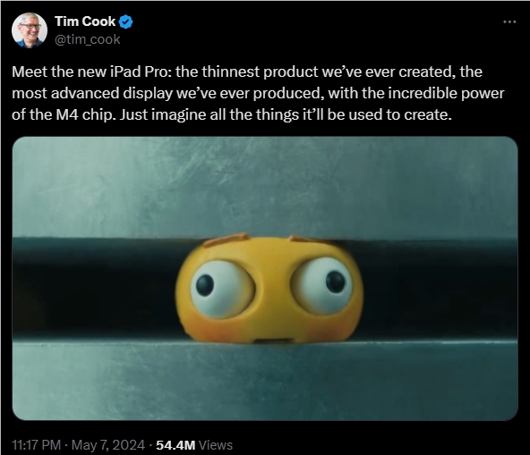 苹果为新款ipad pro争议广告道歉：强调创造力是苹果基因