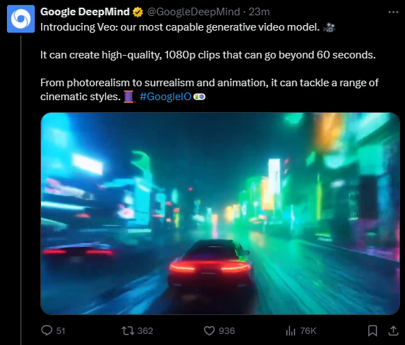 sora劲敌！谷歌视频生成模型veo发布：支持生成1080p视频