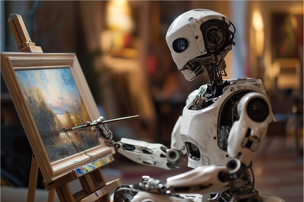 机器人 ai绘画 (图片来源:ai合成) 机器人 ai绘画